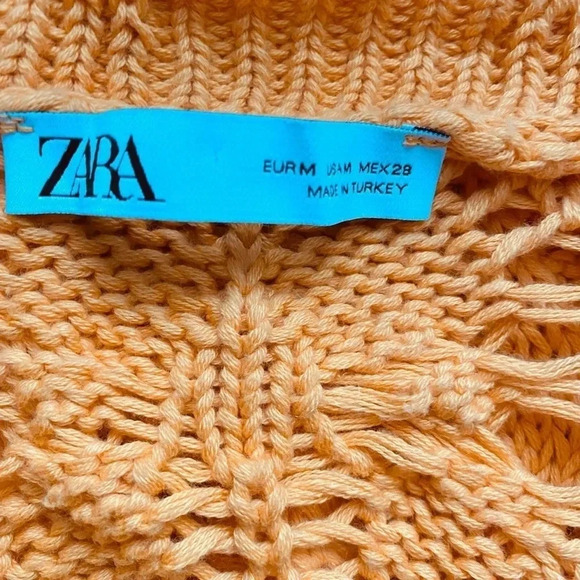 ZARA | Bloggers Fav Orange Knit Ruffled Sleeves Buttoned Short Cardigan Size M - Picture 14 of 15